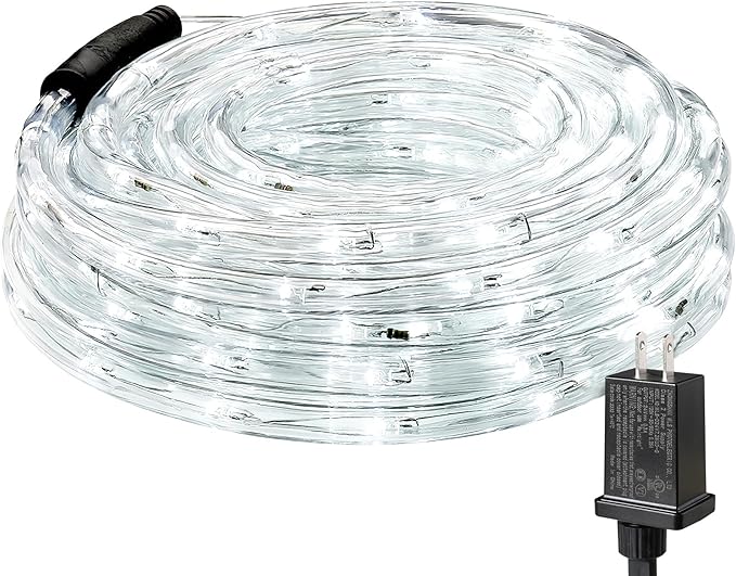 Lighting EVER 33ft 240 LED Outdoor Rope Lights Cool White 6000K, 24 V by LightingEVER