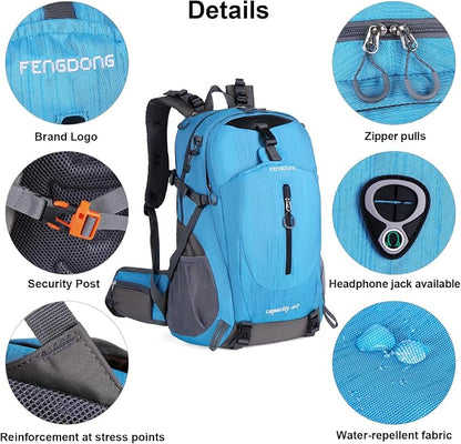 FENGDONG 40L Waterproof Lightweight Hiking, Travel Backpack - Image 6