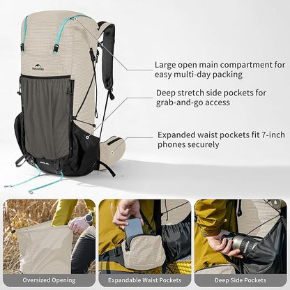 Naturehike 45L Rock 2.0 Upgraded Internal Frame Hiking Backpack - Image 3
