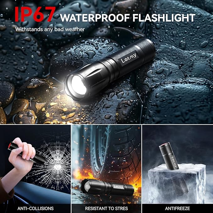 LETMY Tactical Flashlight S2000-2 Pack Bright Military Grade LED Flashlights - Image 6