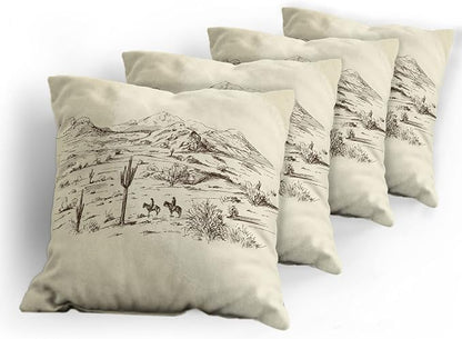 Ambesonne Western Decorative Throw Pillow Case Pack of 4, Wild West Landscape - Image 5