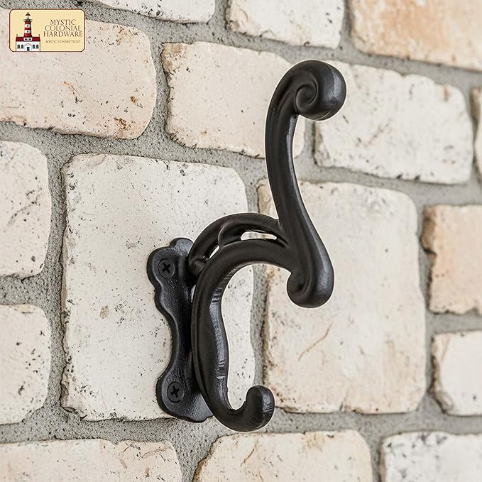 Mystic Colonial Rustic Cast Iron Wall Hooks, Heavy Duty Coat Hooks - Image 3