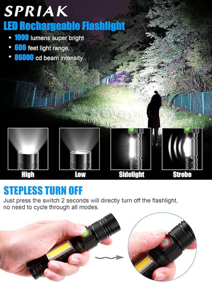 Rechargeable LED Flashlights, Magnetic Flashlight Super Bright Tactical - Image 3
