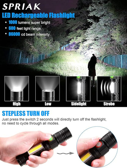Rechargeable LED Flashlights, Magnetic Flashlight Super Bright Tactical - Image 4