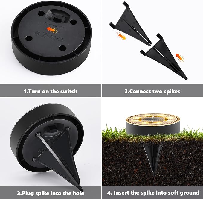 Joomer Solar Ground Lights, 16 Pack 8 LED Solar Lights Outdoor IP68 Waterproof - Image 5