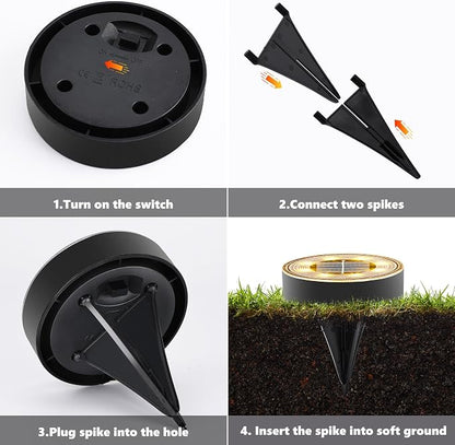 Joomer Solar Ground Lights, 16 Pack 8 LED Solar Lights Outdoor IP68 Waterproof - Image 5