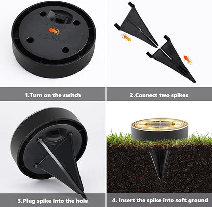 Joomer Solar Ground Lights, 8 Pack 8 LED Solar Lights Outdoor IP68 Waterproof - Image 5