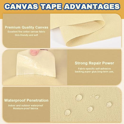 Canvas Repair Tape, 3.2 x 63 Inch Waterproof Heavy Duty Fabric Tape - Image 3