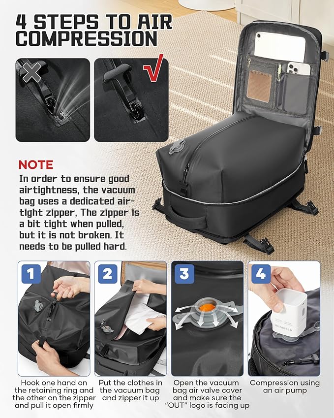 WONHOX Large Travel Backpack Carry on Flight Approved Laptop Work Business - Image 3