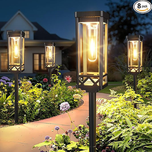 KOOPER Taller Solar Pathway Lights Outdoor, 8 Pack Upgraded Brighter Solar by KOOPER