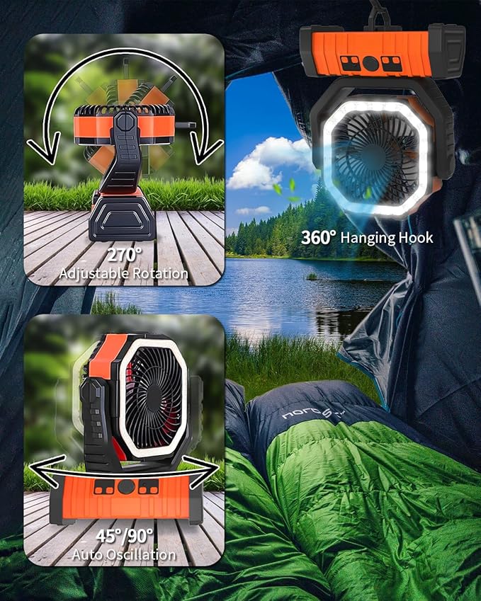 ADUST Camping Fan - 20000mAh Battery Powered Fan Battery Operated Rechargeable - Image 6
