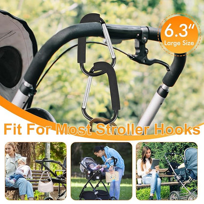 2 Pack Stroller Hooks, 6.3" Large Stroller Clips, Stroller Hook - Image 3