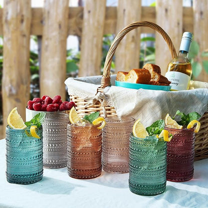 Khen Hobnail Beaded Highball Drinking Tumbler Glasses | Set of 6 | Color - Image 4