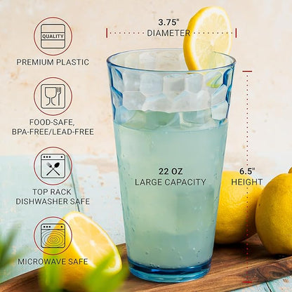 Bravario Hammered Plastic Drinking Tumbler, Dishwasher-Safe Premium Quality - Image 4