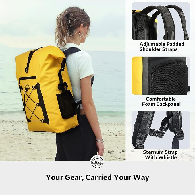 STOVER 5/10/25/30/40/55L Waterproof Dry Bag- Roll-Top Backpack w/Phone Case- - Image 3