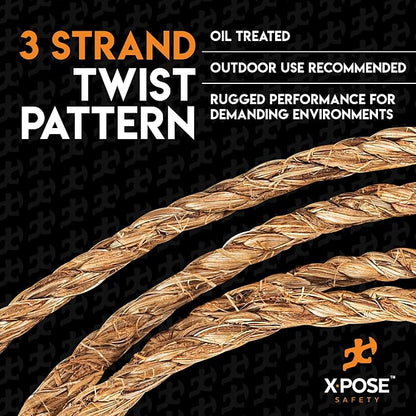Manila Rope - 1/4 Inch 1200' - 3 Strand Cordage Twisted Braided Rope - Thick - Image 5