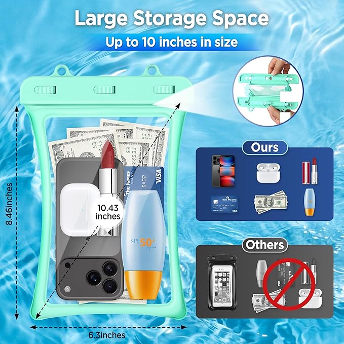 CACOE [Floatable Floating Universal IPX8 Waterproof Phone case 2 Pack-Up to - Image 2