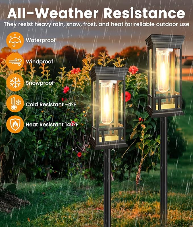 8 Pack Solar Pathway Lights Outdoor, Taller Bright Solar Path Lights Waterproof - Image 7