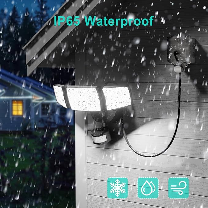 USTELLAR 55W Plug in Flood Light Outdoor, 5500lm Motion Sensor Outdoor Lights - Image 9