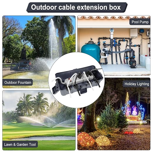 Medium Outdoor Electrical Box, IP54 Waterproof Extension Cord Cover w/ 6 Cable - Image 7