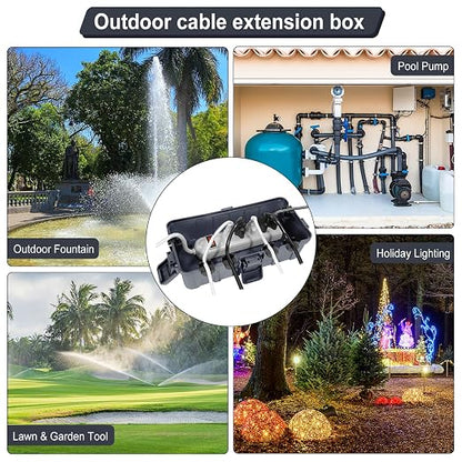 Medium Outdoor Electrical Box, IP54 Waterproof Extension Cord Cover w/ 6 Cable - Image 7