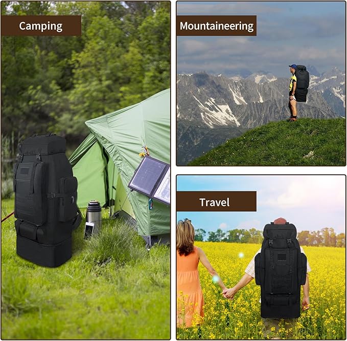 70L/100L Hiking Backpack with USB Charging Port, Expandable Large Military - Image 7