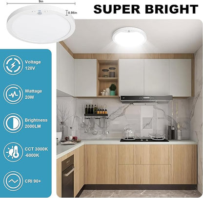 Hard-Wired Motion Sensor Ceiling Lights, 9in 20W Flush Mount Motion LED Ceiling - Image 6