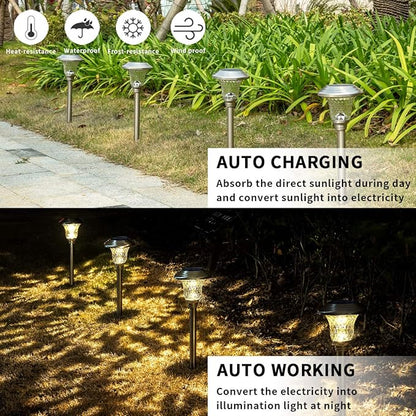 GIGALUMI 8 Pack Solar Pathway Lights, Solar Garden Lights Outdoor Warm White - Image 4