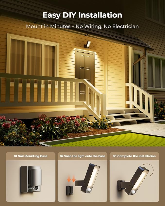Motion Sensor Outdoor Light, 10000mAh Rechargeable Battery Operated Outdoor - Image 9