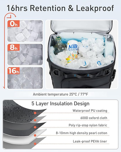 TOURIT Cooler Backpack Lightweight Insulated Backpack Cooler Leak-Proof - Image 4