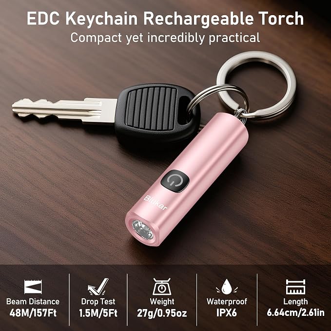 Blukar Rechargeable EDC Flashlight, Mini Keychain Flash Light - Image 2