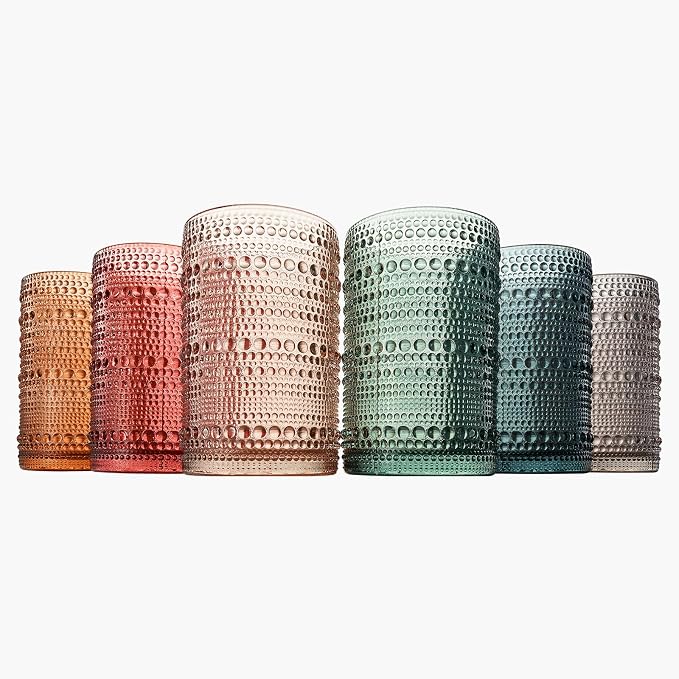 Khen Hobnail Beaded Highball Drinking Tumbler Glasses | Set of 6 | Color - Image 6