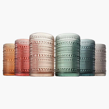 Khen Hobnail Beaded Highball Drinking Tumbler Glasses | Set of 6 | Color - Image 6