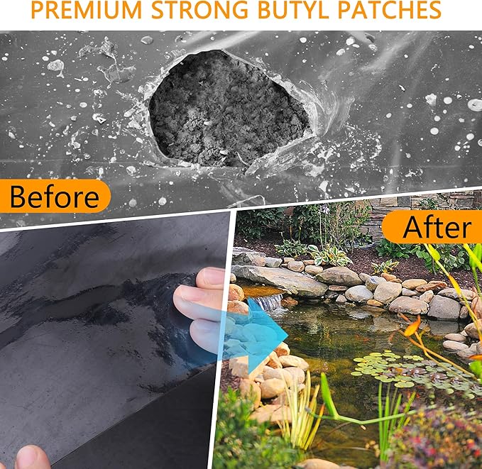 Adnee 2 Pcs Pond Liner Repair Patch-8 x 8 Inches Self-Adhesive EPDM Liner - Image 6