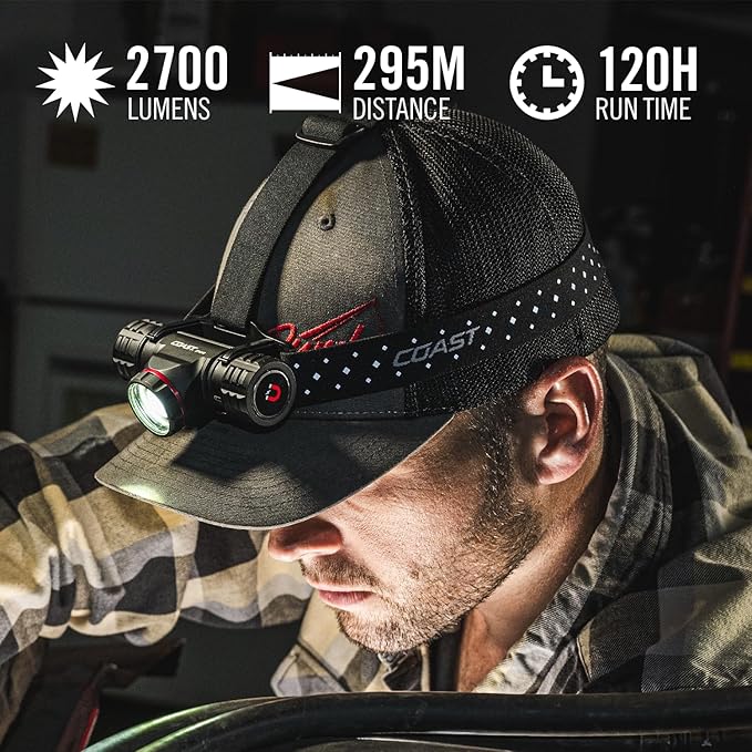 Coast® XPH34R 2700 Lumen USB-C Rechargeable-Dual Power LED Headlamp withPURE - Image 2