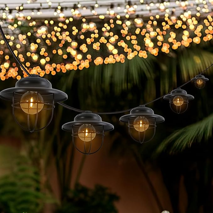 JONATHAN Y 10' Black 10-Light Rustic Farmhouse LED String Lights - Image 4