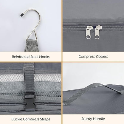 Surblue Hanging Shelves Travel Storage Bag Compression Packing Cube - Image 6