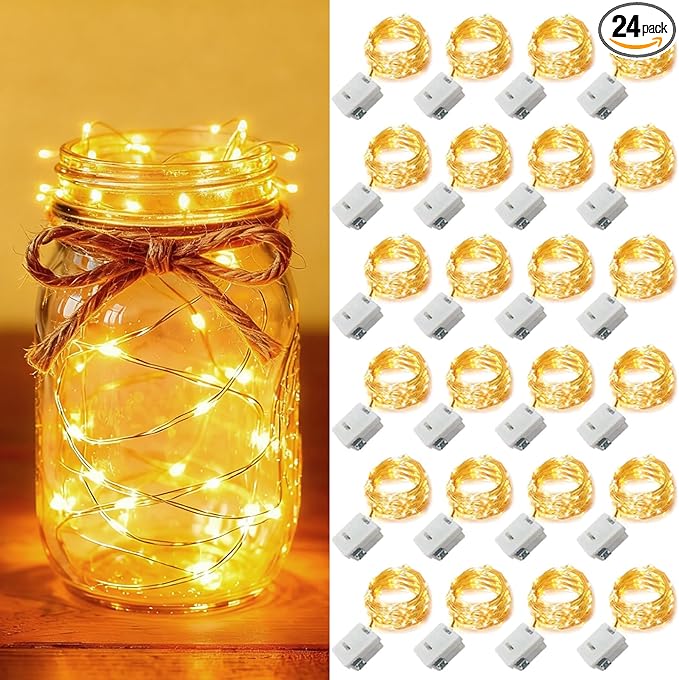24 Pack Fairy Lights Battery Operated 7ft 20 LED Mini Twinkle String Lights by YOEEN