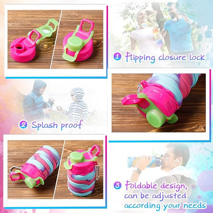 5 Pcs Collapsible Water Bottles 16 oz Portable Foldable Water Bottles Silicone - Image 3