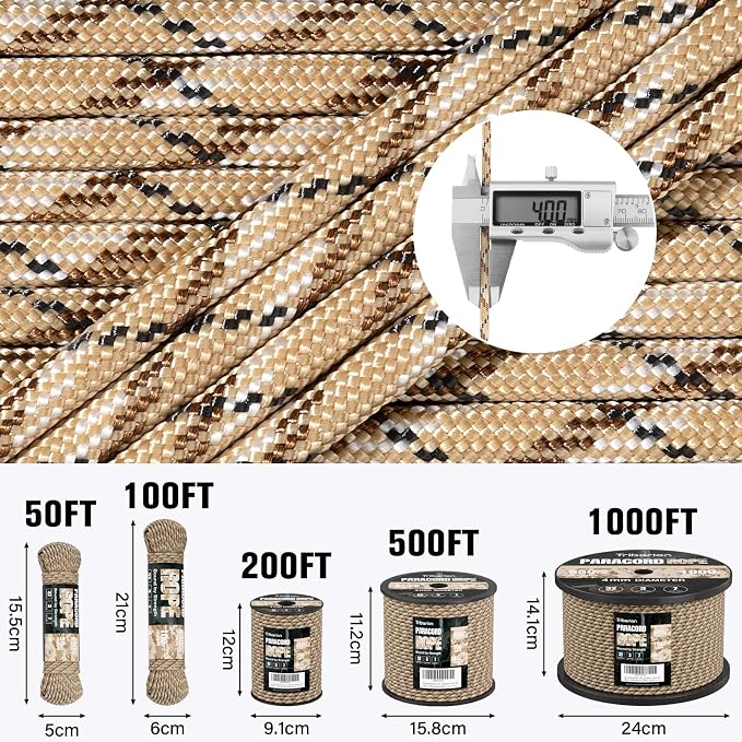 Paracord Rope 550 lb - 100ft 5/32" Parachute Cord 4MM 7-Strand para Cord - - Image 5