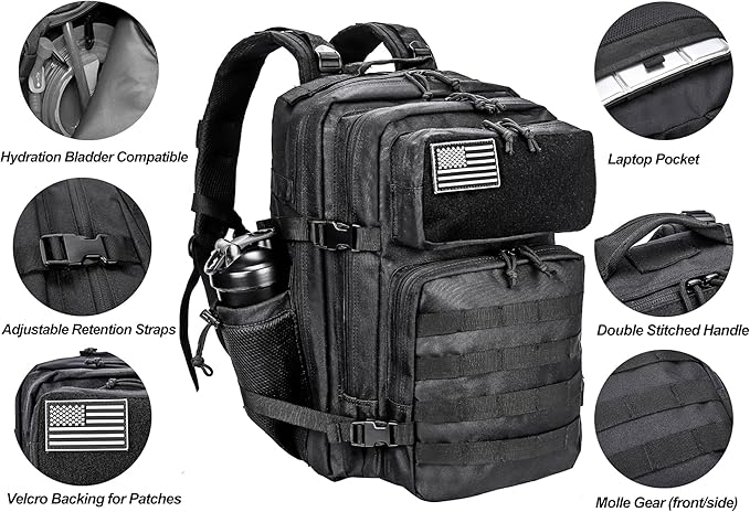 LHI Military Tactical Backpack for Men and Women 45L Army 3 Days Assault Pack - Image 4