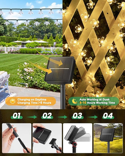 Brightown 60 LED Solar String Lights Flower Outdoor Waterproof Fairy Lights - Image 5