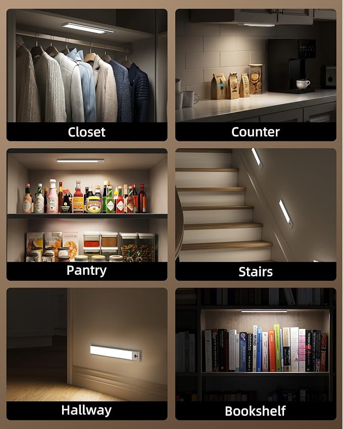 EZVALO 4-Pack Under Cabinet Lights, 2400mAh Rechargeable Motion Sensor Light - Image 7