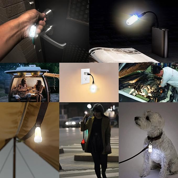 USB Mini LED Lantern, 2 Pack Waterproof EDC Keychain LED Flashlight - Image 7