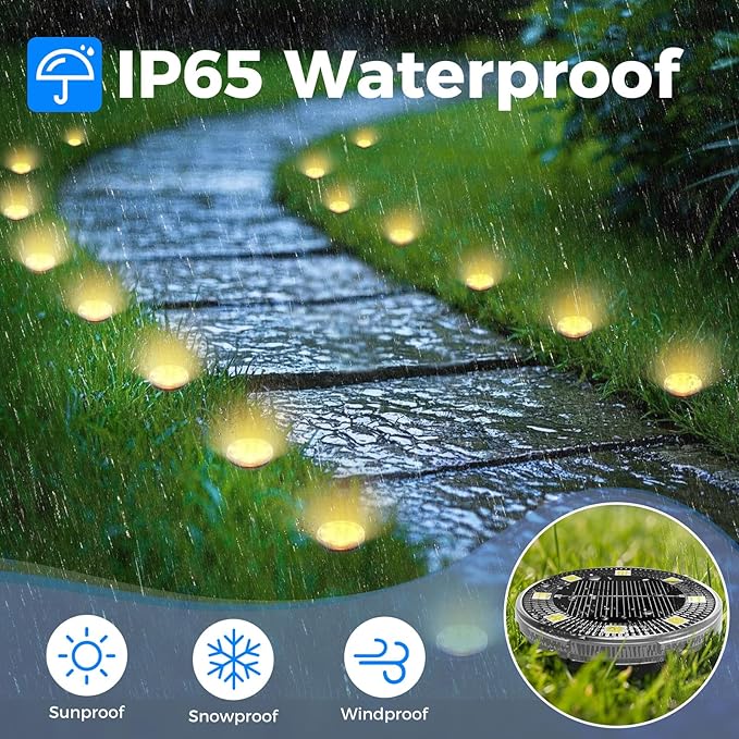 Peasur Mini Solar Ground Lights, 30 Pack Flat Solar Disc Lights Outdoor - Image 4