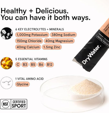 DryWater Electrolyte Powder Packets, Peach Mango - Image 4