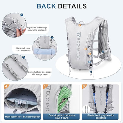 BECOJADDE Running Vest Hydration Backpack - Image 3