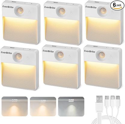 EverBrite Rechargeable Square Motion Sensor LED Night Light, Motion Activated by EverBrite