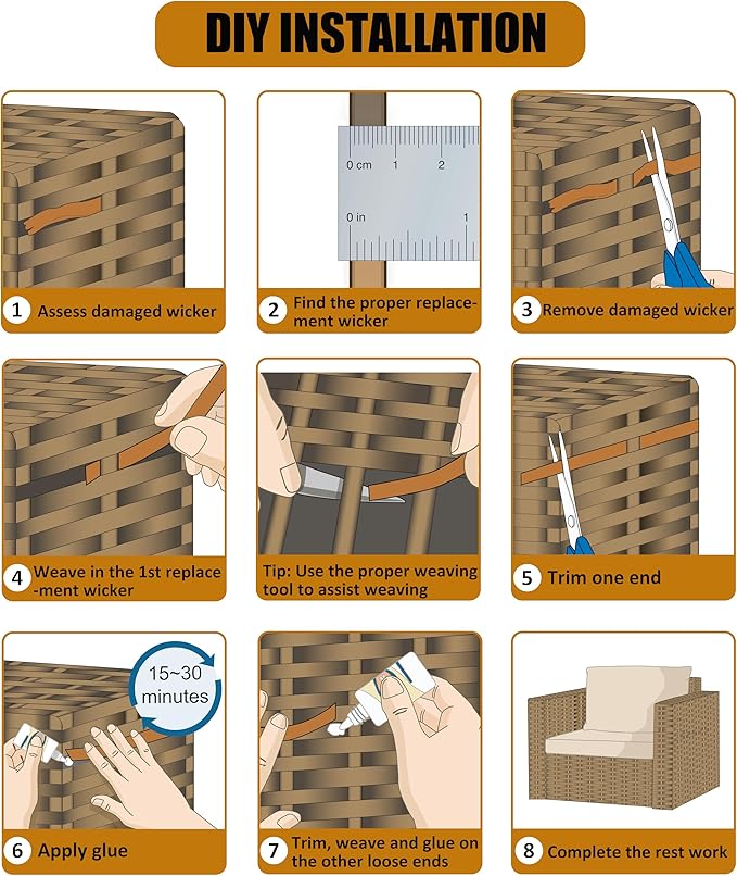 260 Ft Wicker Repair Supplies, Wicker Repair Kit, Plastic Rattan Material - Image 3
