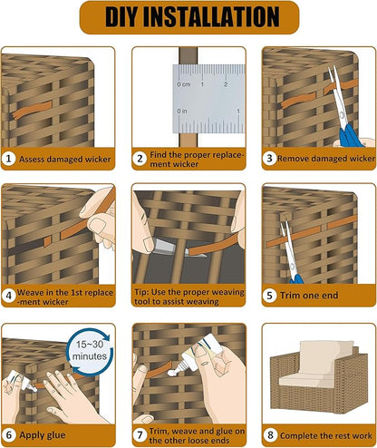 520 Ft Wicker Repair Kit, Plastic Wicker Replacement Material, Faux Rattan - Image 3